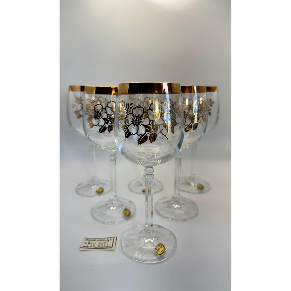 1970’s Vintage Bohemian Crystal Glass Goblets Set